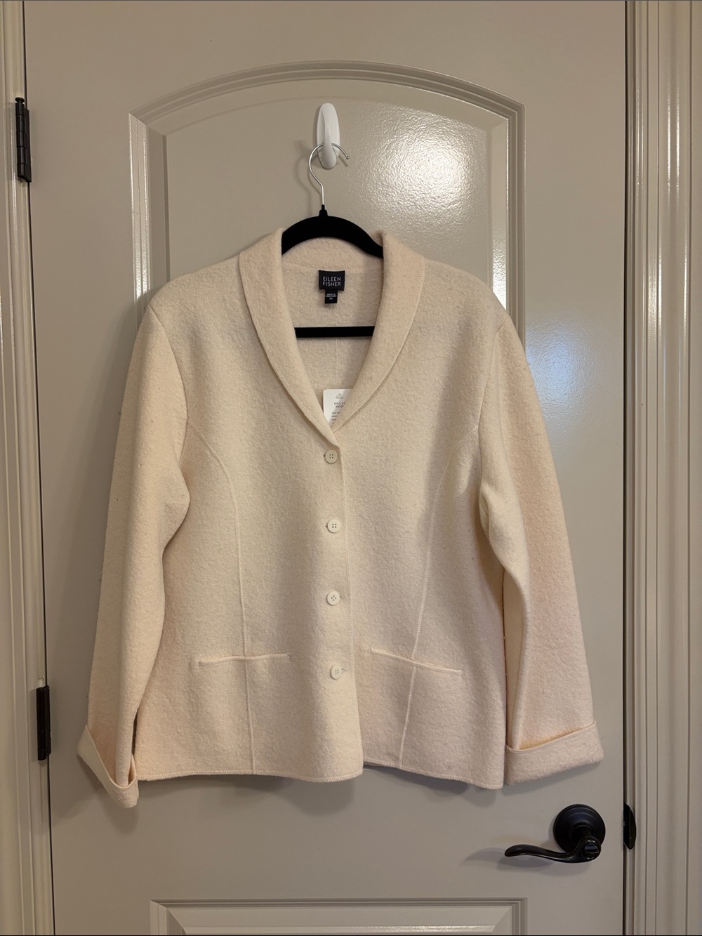 NWT Vintage Eileen Fisher Boiled Wool Shawl Collar Jacket Coat